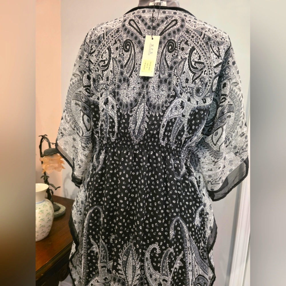 NWT 3X Kaftan Style Knee-Length Dress - Picture 5 of 8
